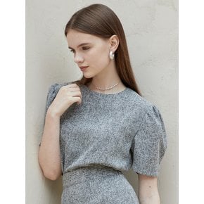 j756 tweed round blouse (black)