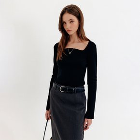 다나 스퀘어 넥 슬림 니트 탑 / DANA SQUARE NECK SLIM KNIT TOP_2colors