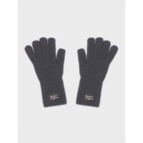 FLUFFY LOGO GLOVE CHARCOAL