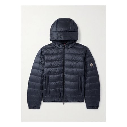 몽클레르 몽클레어 나잔 로고 아플리케 퀼팅 셸 후드 다운 재킷 블루 1647597360452933