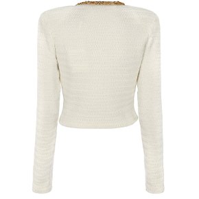 25SS 베이지 루렉스 크롭 니트 카디건 RS25 910C C