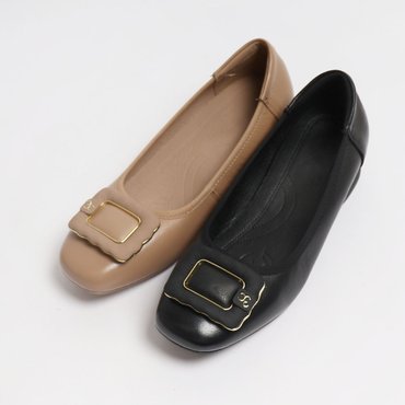 원더슈즈 천연소가죽 폴라잇 스퀘어 컴포트 쿠션 미끄럼방지 펌프스힐&단화 4.5CM JANG-2988