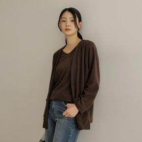 [66-100] 라엔 골지 라운드넥 포켓 레이어드 가디건