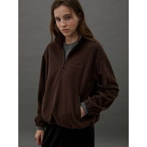 SHELL FLEECE HALF ZIP UP - BROWN