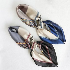 체인 패턴 스퀘어 스카프_M2607AC037C