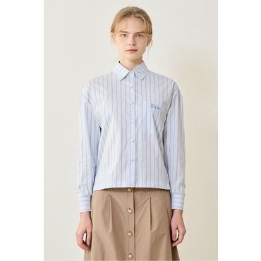 BCBG 로고 자수 스트라이프 블라우스 (B3M3B401)