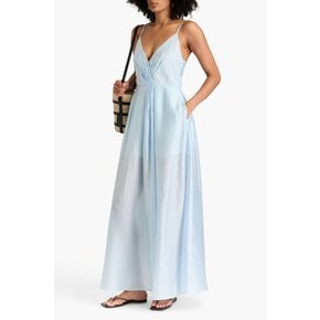 Pleated Lyocell-blend satin-jacquard maxi dress 블루 1647597354526996