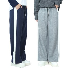 4색 라인 배색 밴딩 와이드 트레이닝 팬츠 통바지   _P408322749
