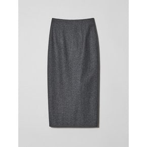 Back buttoned wool skirt (Melange grey)