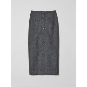 Back buttoned wool skirt (Melange grey)