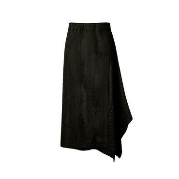 몽플리쎄 WSK1SBK 여성 사이드 패치 A라인 플리츠 스커트 블랙