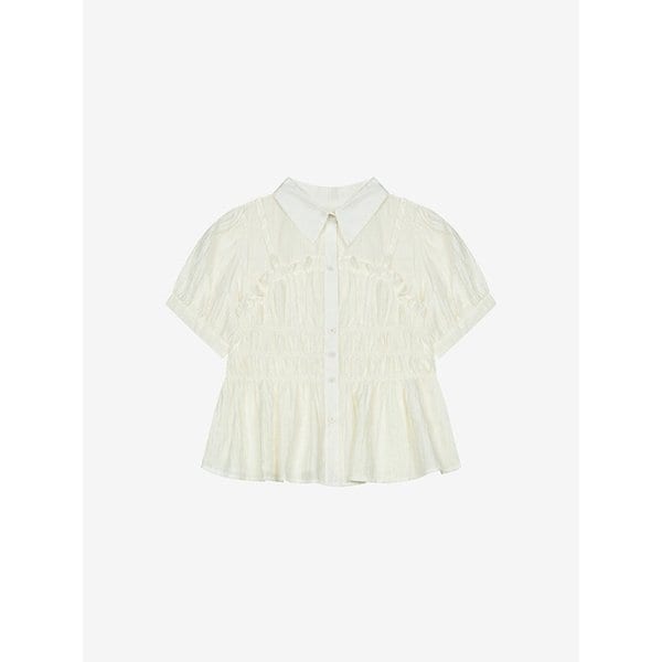 뷔스티에 카라 셔링 블라우스 (TKBAG2484)