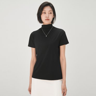 YJACK W_모어텐션 드레이프 모크넥 숏 슬리브 티셔츠 (120gsm) LJT2018