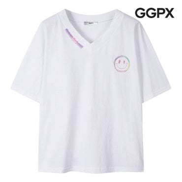 GGPX 스마일 레인보우 자수 티셔츠 (GP4TS001F)