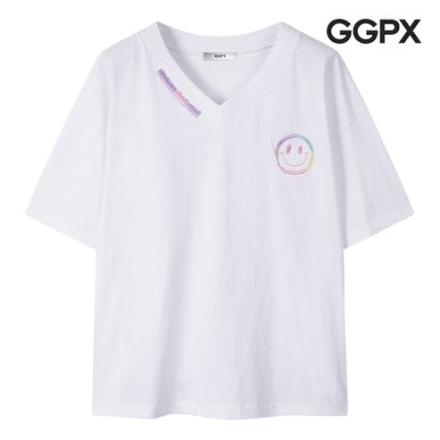 GGPX 스마일 레인보우 자수 티셔츠 (GP4TS001F)