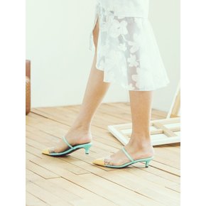 mint yellow pointed toe two-tone mule