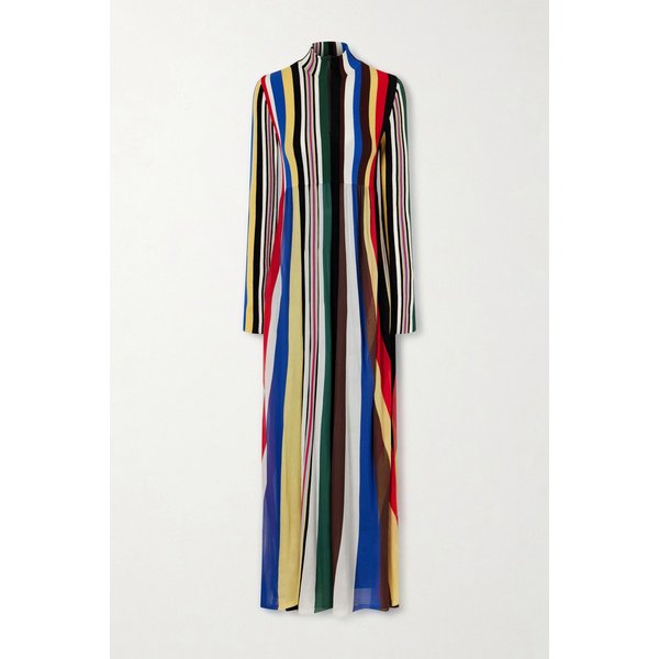 스트라이프 시폰 리브 저지 맥시 원피스 46376663163050412