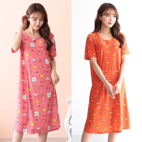 여성 캐릭터 반팔원피스 이지웨어 홈웨어