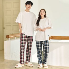 벌스 잠옷바지 피치기모 커플파자마 남녀공용 체크 홈웨어 3colors_P381848686