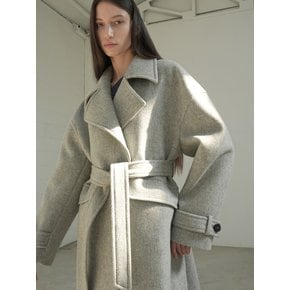 BELTED OVERSIZ WOOL COAT / GREY