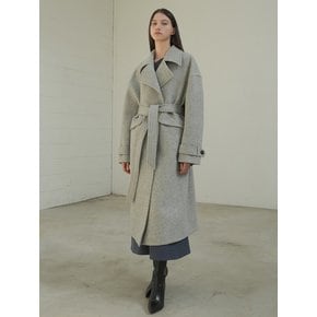 BELTED OVERSIZ WOOL COAT / GREY