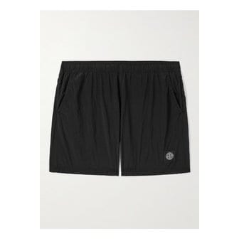 스톤아일랜드 스트레이트 미드 렝스 로고 아플리케 나일론 메탈 스윔 쇼츠 46376663162906330
