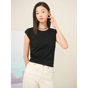 슬리브리스 티셔츠  블랙 (BF5342C715)