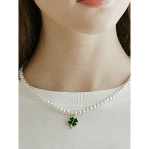 Clover Pearl Necklace -  Gold