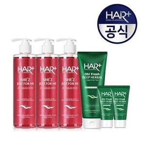 쉬즈 여성 탈모 샴푸 500ml 3개+오프레시 탈모 두피 헤어팩210ml (+탈모샴푸50ml 2개 증/정)