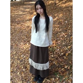 [시은PICK]Fringe Double Layer Skirt_Brown(O25-SK20)