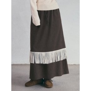 [시은PICK]Fringe Double Layer Skirt_Brown(O25-SK20)