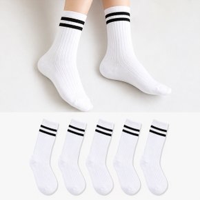 여성 트렌디 중목 양말 골지 5켤레 AYY-0406