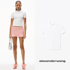 alexanderwang 알렉산더왕 심리스 골지 나일론 화이트 크루넥 티셔츠