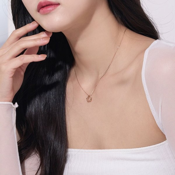 18K 펜던트 메달 큐빅 포인트 할로우 하트