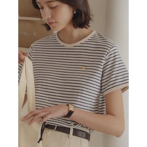 Cotton stripe T-shirt_Blue