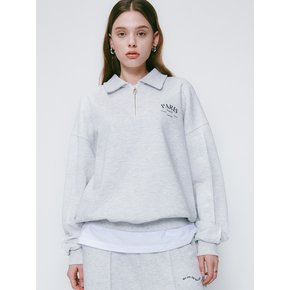 PARIS Half Zip Up Sweatshirt White Melange