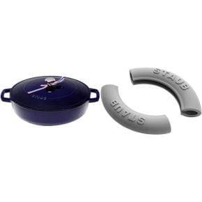 영국 스타우브 냄비 STAUB 405114760 Cast Iron Chistera Dark Blue 28 cm 11907972 Silicone Ha