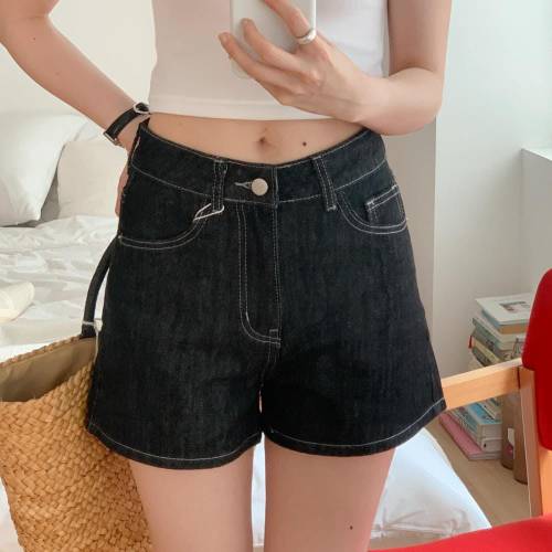 옷자락 / 논페이드 썸머 숏팬츠 논스판 스티치 청반바지_5