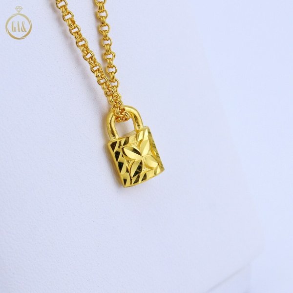 [가앤] 24k순금 행운이니셜자물쇠 양면 목걸이 메달 펜던트 3.75g