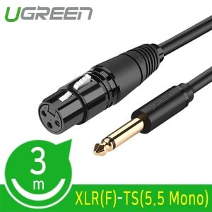 엠지솔루션 Ugreen U-20720 XLR 캐논(F)-TS(5.5 Mono) 마이크 케이블 3m