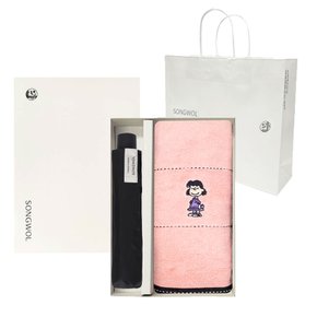 송월타올 스누피 프렌즈 3단베이직 우산 관공서 기념품 답례세트 2p