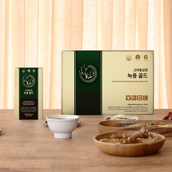 6년근 고려홍삼정 녹용 골드 홍삼스틱 12g x 30포 선물세트/쇼핑백포함