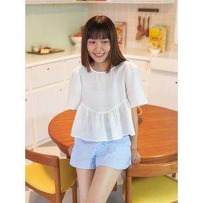 Wavy crop tencel blouse (white)