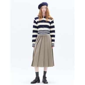 STRIPE CABLE ZIP-UP KNIT_NAVY