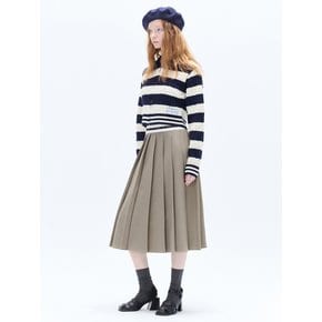 STRIPE CABLE ZIP-UP KNIT_NAVY