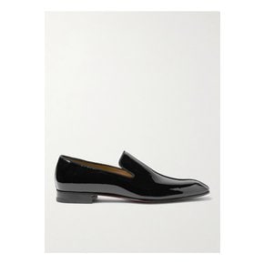 Dandelion Grosgrain-Trimmed Patent-Leather Loafers 블랙