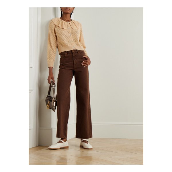 젤레나 크리스털 장식 러플 포인텔 니트 가디건 베이지 46376663162836980