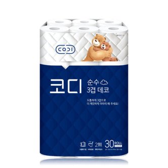  코디 순수 3겹 데코 30m 30롤 x 1팩 화장지