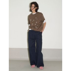 PINTUCK COTTON PANTS / navy