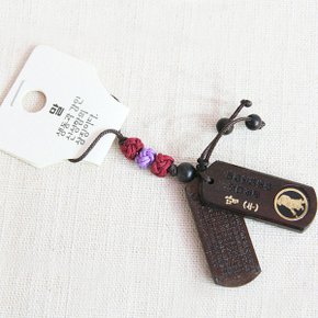 12지신(띠별) 벽조목 직사각 핸드폰고리 소원팔찌 부적 십이지신 소원성취 행운 염주